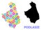 Service Mosaic Map of Podlasie Province with Colorful Gears