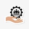 Service offer sticker icon. Team, people, hand. Support concept. Human resource sign