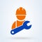 Service Person, worker in gear. Simple vector modern icon design illustration