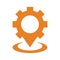 Service place, gear, workshop pointer icon. Orange color vector graphics