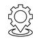 Service place, gear, workshop pointer line icon. Outline vector