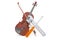 Service and repair of violin, 3D rendering