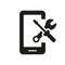 Service of Software Smartphone Silhouette Pictogram. Configuration and Technical Support of Cell Phone. Setting Up