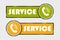 Service Telephone Buttons - Square And Circle Icons - Green And Yellow Vector Illustration - Isolated On Transparent Background