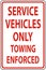 Service Vehicles Only Tow Away Sign On White Background