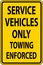 Service Vehicles Only Tow Away Sign On White Background