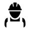 Service worker icon vector male construction service person profile avatar with hardhat helmet in glyph pictogram