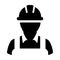 Service worker icon vector male construction service person profile avatar with hardhat helmet in glyph pictogram