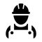 Service worker icon vector male construction service person profile avatar with hardhat helmet and jacket in glyph pictogram