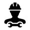 Service worker icon vector male construction service person profile avatar with hardhat helmet and wrench or spanner tool