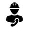 Service worker icon vector male construction service person profile avatar with phone and hardhat helmet in glyph pictogram