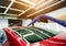 Service worker makes automatic drying of the car after washing.