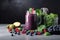 serving of antioxidant-rich smoothie, with ingredients like fruit and leafy greens