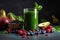 serving of antioxidant-rich smoothie, with ingredients like fruit and leafy greens