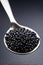 Serving of Black Caviar in Spoon