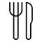 Serving cutlery icon outline vector. Lunch food