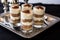 serving individual tiramisu cups to a guest