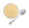 Serving of tapioca pudding in a bowl with spoon