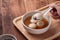 Sesame big tangyuan with syrup soup