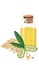 Sesame Oil, seeds, fruit, leaf, Vecctor illustration