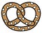 Sesame pretzel - baked product - vector full color picture for logo or icon. Sesame brezel - Traditional German meal snack