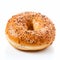 Sesame Seed Bagel On White Background