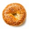 Sesame Seed Bagel On White Background: A Meticulously Detailed Aerial Photography