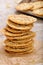 Sesame shortbread biscuits in a bakery