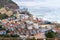 Sesimbra city general landscape seen from Sesimbra castle with the Atlantic ocean far beyond