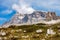 Sesto Dolomites - Mountain peak of Torre di Toblin and Punta Tre Scarperi