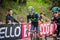 Sestriere, Italy 30 May 2015; Group of Professional Cyclists tackles the last climb before arriva