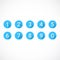 Set of 0-9 numbers. Set of blue number icons. Vector illustration