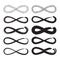 Set of 10 black elements of the infinity symbol. This sign symbolizes the endless love, relationship, friendship.