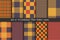 Set of 10 options tartan seamless pattern backgrounds. Autumn color panel plaid.