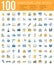 Set of 100 Minimal Universal Line Icons. Business