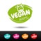 Set of 100% vegan badges.