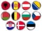 Set of 11 Flags in Round Metal Frame-Europe