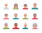 Set of 12 avatars characters of elderly people