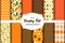 Set of 12 cute seamless Country Fall patterns with primitive ornaments