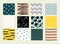 Set of 12 hand drawn trendy patterns with ink brush strokes. Collection of colorful backgrounds of simple primitive patte