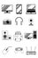 Set of 12 icons, symbols and images of digital and computer technology, gadgets. Vector vertical orientation