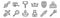 Set of 12 medieval items icons. outline thin line icons such as wand, king, mace, shield, hammer, cart