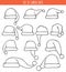 Set of 12 monochrome doodle hats Santa Claus