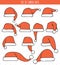 Set of 12 red doodle hats Santa Claus