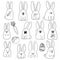 Set 12 sticker rabbit doodle with different emotions. Rabbit Handmade