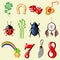 Set of 12 symbols of luck