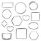 Set of 13 different isolated frames for graphic design, decoration of social networks. Frames of square, rectangular, oval shape