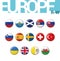 Set of 14 bottlecap flags of Europe R-W. Set 4 of 4.