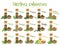 Set of 15 different culinary herbs in cartoon style. Spanish names. Vector Illustration