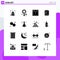 Set of 16 Commercial Solid Glyphs pack for atoms, report, zoom, layout, website